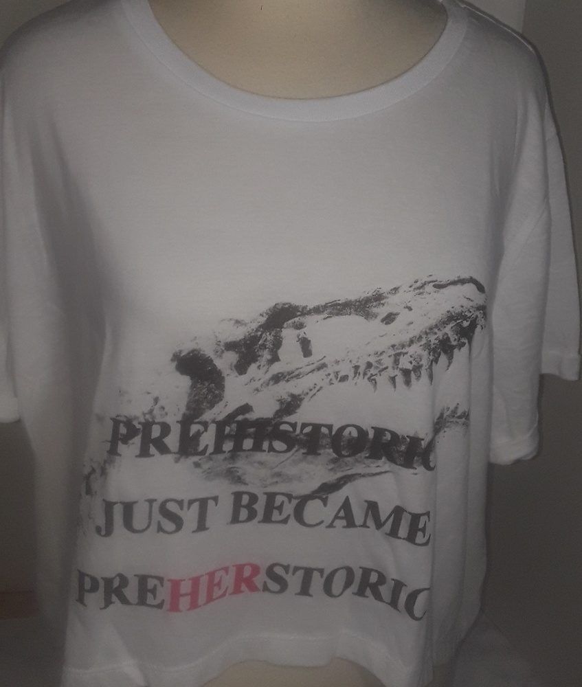 Jurassic world white T- Rex crop tshirt szXXL